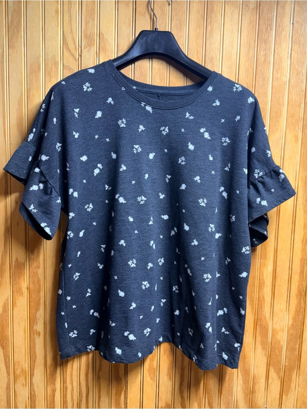 Sonoma Charcoal Tee with White Floral Accents